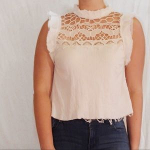 Free People white lace butterfly top